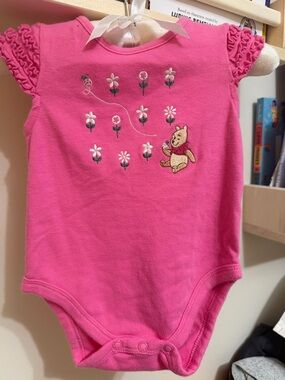 Disney Pink Winnie the Pooh Floral Baby Onesie